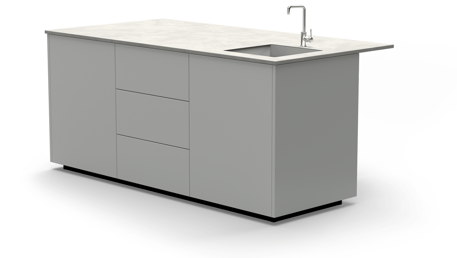 Îlot avec plan de travail débordant - Cuisine ASPIC